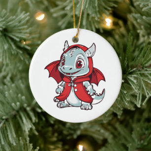 Ornamento De Cerâmica Dragão Albino em Vermelho