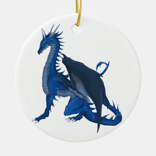 Ornamento De Cerâmica Dragão azul (Frente)