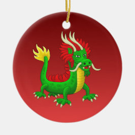 Ornamento De Cerâmica Dragão Chinês Desenhado à Mão Colorido