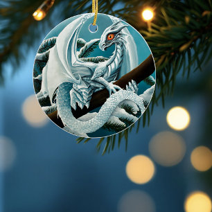 Ornamento De Cerâmica Dragão de inverno branco bebê