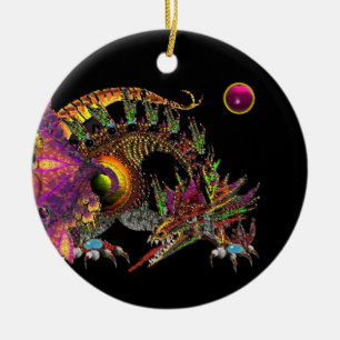 Ornamento De Cerâmica Dragão Dourado Dragão Rosa Ametista Monograma