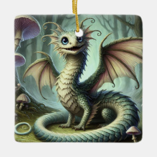 Ornamento De Cerâmica Dragão Jabberwocky - Criatura da Fantasia Cuta