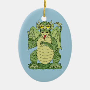 Ornamento De Cerâmica Dragão Verde