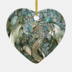 Ornamento De Cerâmica Dragão Verde Faux Vidro Mantido