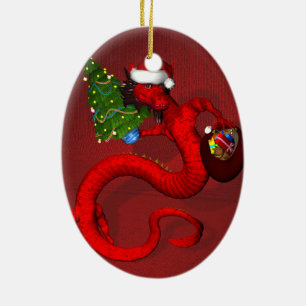 Ornamento De Cerâmica Dragão Vermelho