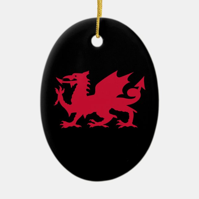 Ornamento De Cerâmica Dragão Vermelho Galês (Frente)
