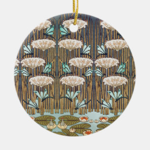 Ornamento De Cerâmica Dragões Água Lírios Marsh Art Nouveau