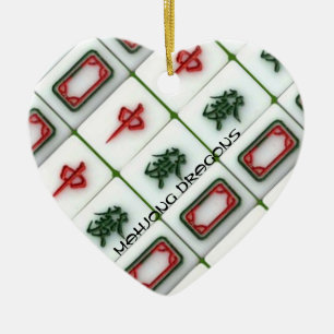 Ornamento De Cerâmica Dragões de Mahjong