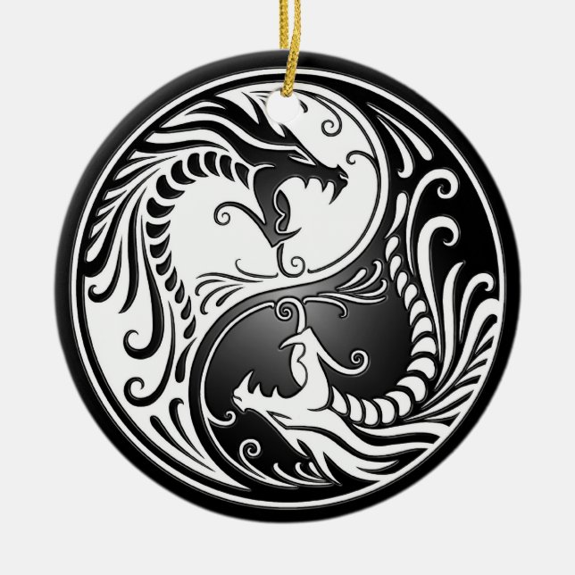 Ornamento De Cerâmica Dragões de Yin Yang (Frente)
