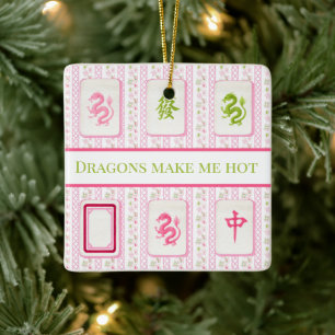 Ornamento De Cerâmica Dragões Mahjong Elegantes Me Fazem Ficar Quente En