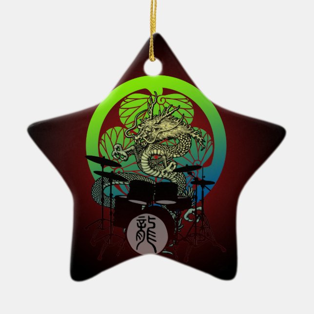 Ornamento De Cerâmica Dragon Drum 03 (Frente)