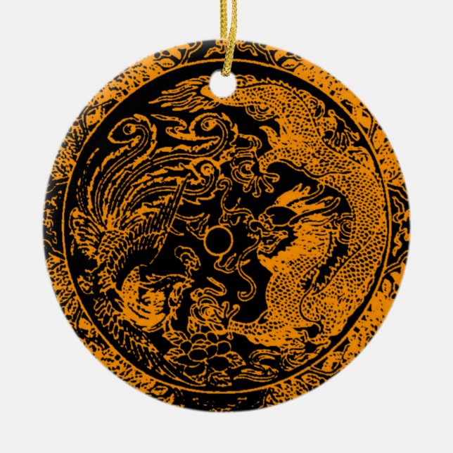 Ornamento De Cerâmica Dragon e Phoenix Ornament (Frente)