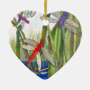 Ornamento De Cerâmica Dragonflies Summer
