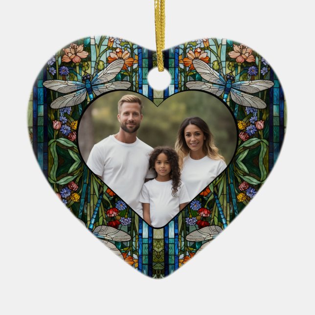 Ornamento De Cerâmica Dragonfly boho vidro botânico floral (Frente)