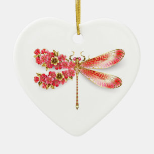 Ornamento De Cerâmica Dragonfly com joalheria sakura