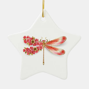 Ornamento De Cerâmica Dragonfly com joalheria sakura
