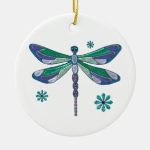 Ornamento De Cerâmica Dragonfly Elegant Jeweled Folk Art