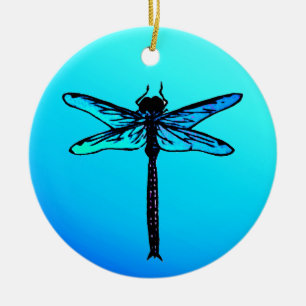 Ornamento De Cerâmica Dragonfly Japonesa Vintage, Turquoise Blue Cerâmic