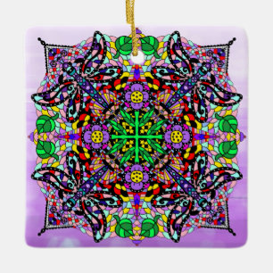 Ornamento De Cerâmica Dragonfly Themed Mandala Colorful Zen