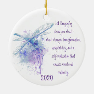 Ornamento De Cerâmica Dragonfly Totem Animal Guide Watercolor Nature Art