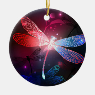 Ornamento De Cerâmica Dragonfly vermelha