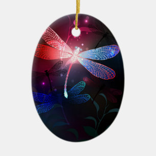 Ornamento De Cerâmica Dragonfly vermelha
