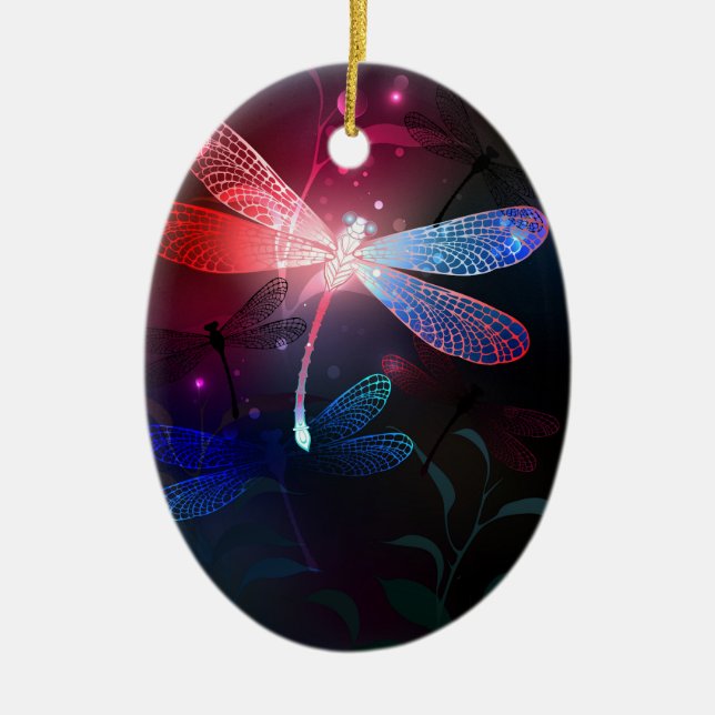 Ornamento De Cerâmica Dragonfly vermelha (Frente)