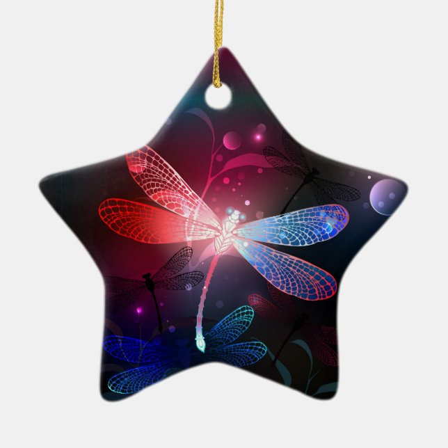 Ornamento De Cerâmica Dragonfly vermelha (Frente)