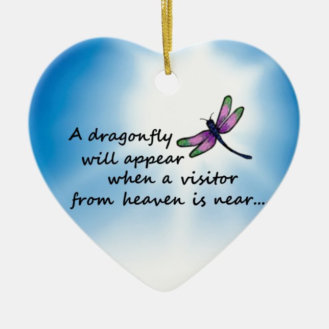 Ornamento De Cerâmica Dragonfly, Visitor do Céu (Frente)