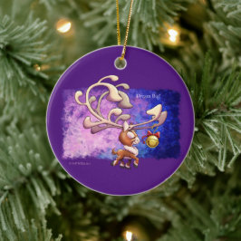 Ornamento De Cerâmica DREAM BIG CHRISTMAS REINDEER de Jeff Willis Art