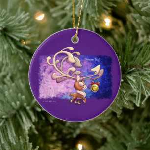 Ornamento De Cerâmica DREAM BIG CHRISTMAS REINDEER de Jeff Willis Art