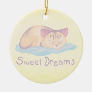 Ornamento De Cerâmica Dreaming Kitten
