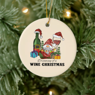 Ornamento De Cerâmica Dreaming of A Wine Christmas