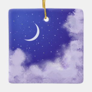 Ornamento De Cerâmica DreamNight Sky com Moon Crescente