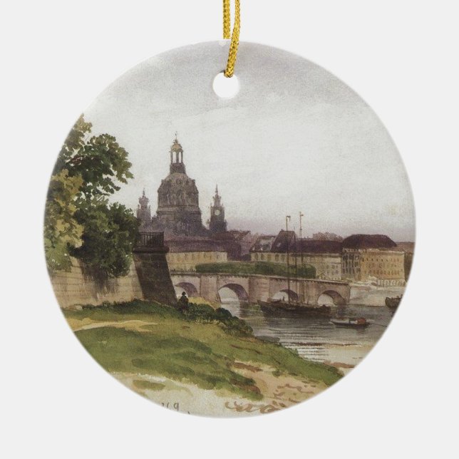 Ornamento De Cerâmica Dresden. Ponte de agosto por Ivan Shishkin (Frente)