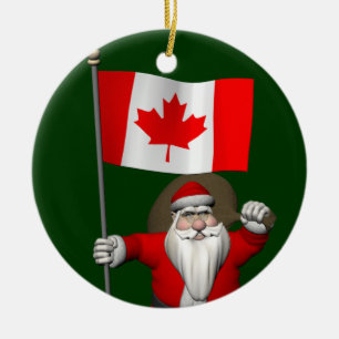 Ornamento De Cerâmica Droll Santa Claus Com Bandeira Folha de Mapeamento