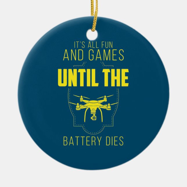 Ornamento De Cerâmica Drone Voador É Meu Jogo (Frente)