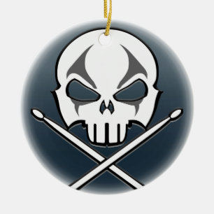 Ornamento De Cerâmica Drummer de Rock & Roll Ornament Heavy Metal Person