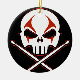 Ornamento De Cerâmica Drummer de Rock & Roll Ornament Heavy Metal Person