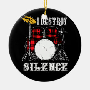 Ornamento De Cerâmica Drummer Percussionista do Kit Drummer Eu Destruo S