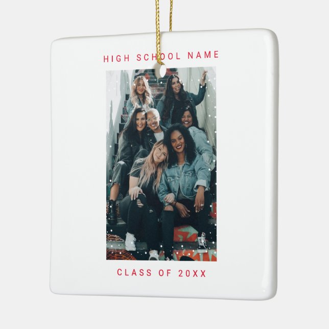 Ornamento De Cerâmica Duas Faculdade de Neve Vermelha Brilhante (Esquerda)