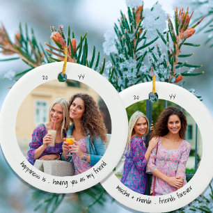 Ornamento De Cerâmica Duas Fotografias Felicidade é .. Amigo Cute Minim