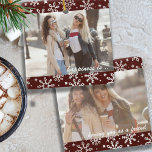 Ornamento De Cerâmica Duas Fotografias Felicidade é Você como Floco de N<br><div class="desc">Ornamento de fotos do Floco de Neve Vermelho e Branco com fotos personalizadas e tipografia de script de pincel. O design é de dois lados e o modelo está pronto para que você adicione fotos de tamanho de cheio à parte frontal e traseira. O ano e a formulação são perfeitamente...</div>