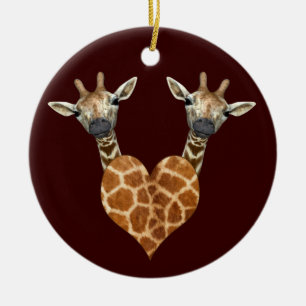 Ornamento De Cerâmica Duas girafas adoráveis