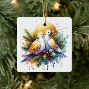Ornamento De Cerâmica Duas Tartarugas   12 dias de Natal