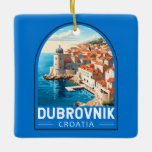 Ornamento De Cerâmica Dubrovnik Croácia Viagem Art Vintage<br><div class="desc">Dubrovnik Croácia retro viagem design. É conhecida pela sua distinta Cidade Velha,  cercada por muros maciços de pedra completados no século XVI.</div>