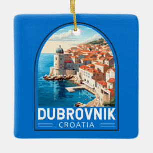 Ornamento De Cerâmica Dubrovnik Croácia Viagem Art Vintage