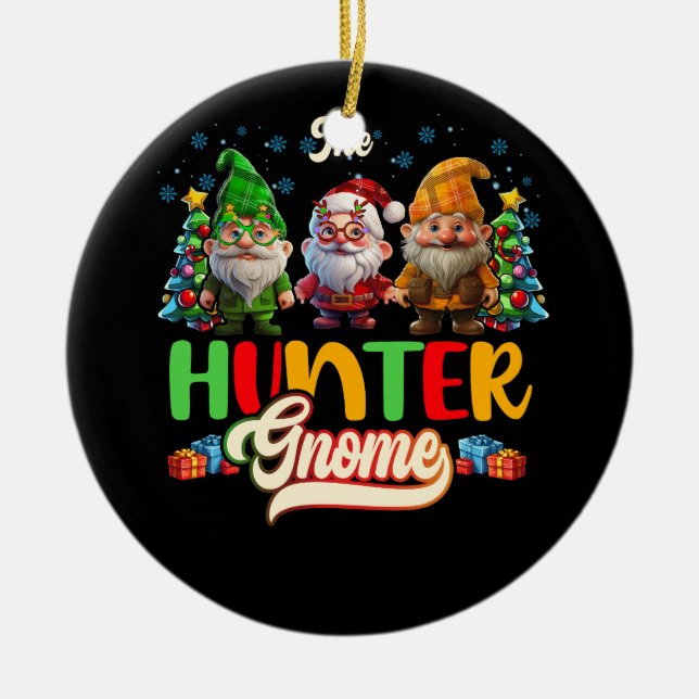 Ornamento De Cerâmica Duck Deer Hunter Gnomo Caçando Famílias Correspond (Frente)