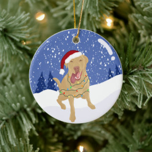 Ornamento De Cerâmica Dudley Labrador Christmas