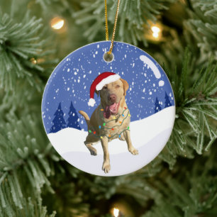 Ornamento De Cerâmica Dudley Labrador Christmas